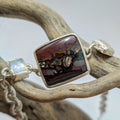 Flashy square Australian boulder opal and rainbow moonstones in a sterling silver chain-link bracelet | Made with Grace | Sustainable handmade jewellery NZ