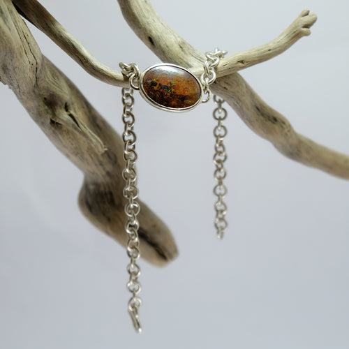 Australian boulder opal set in sterling silver chain bracelet | Made with Grace | Handmade jewellery nz