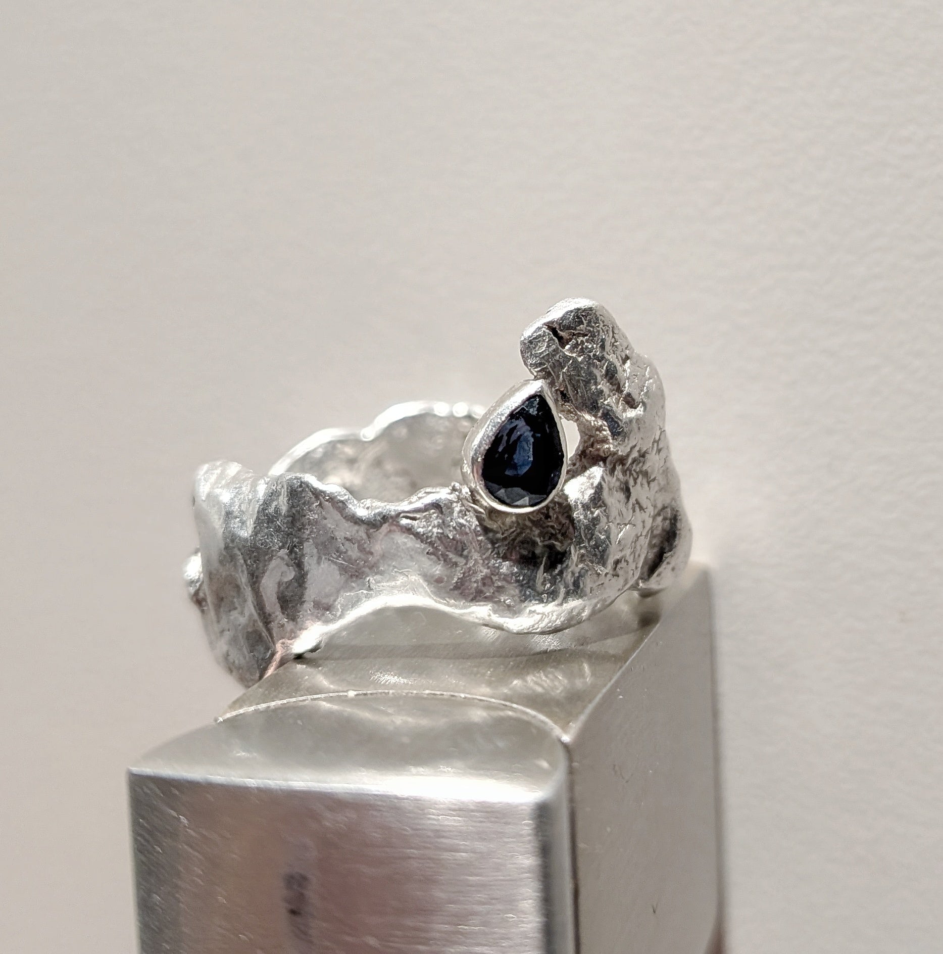 Sapphire and sterling silver organic ring | Made with Grace | handmade jewellery nz