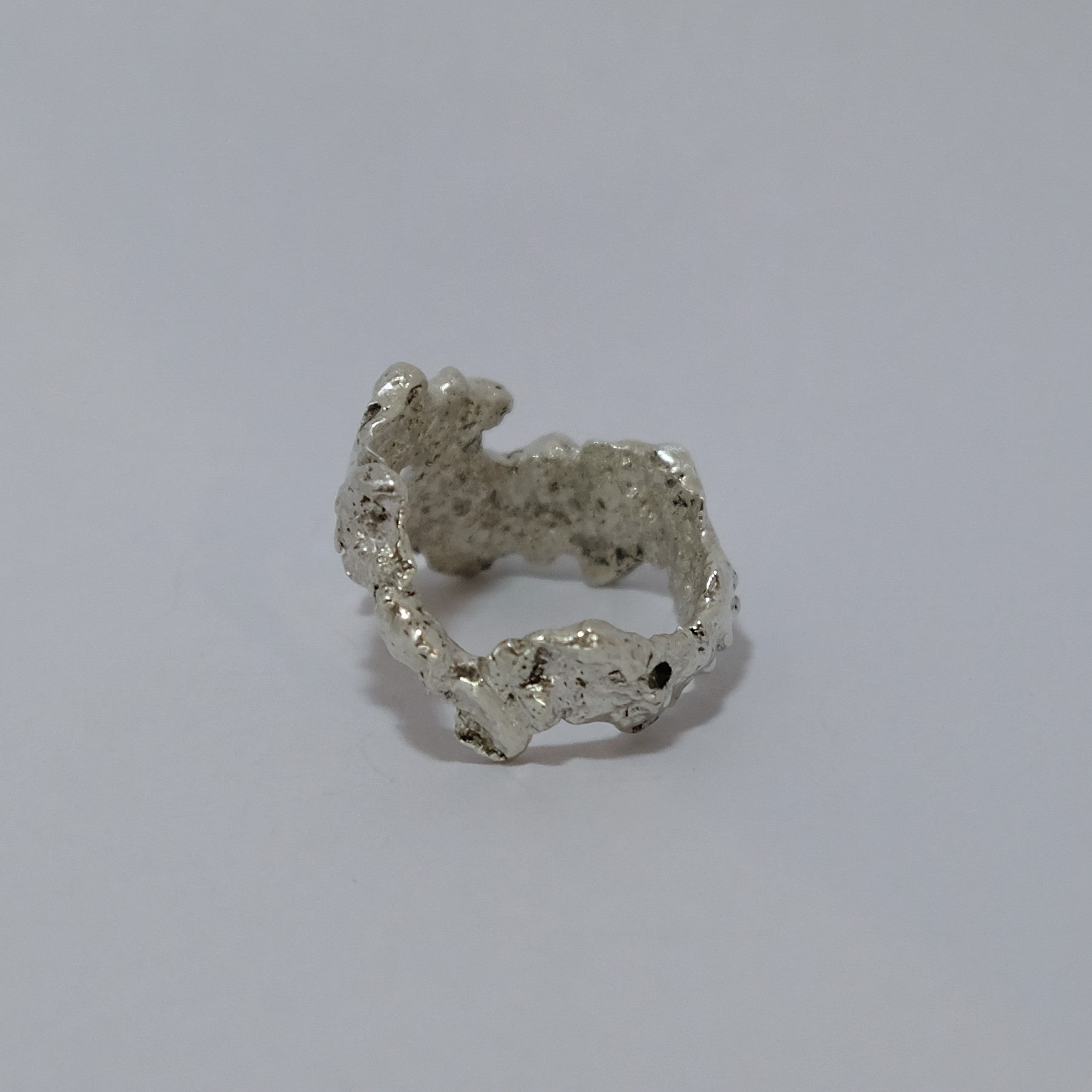 Silver coral ring with champagne gemstone, shown from back | Made with Grace | handmade jewellery nz