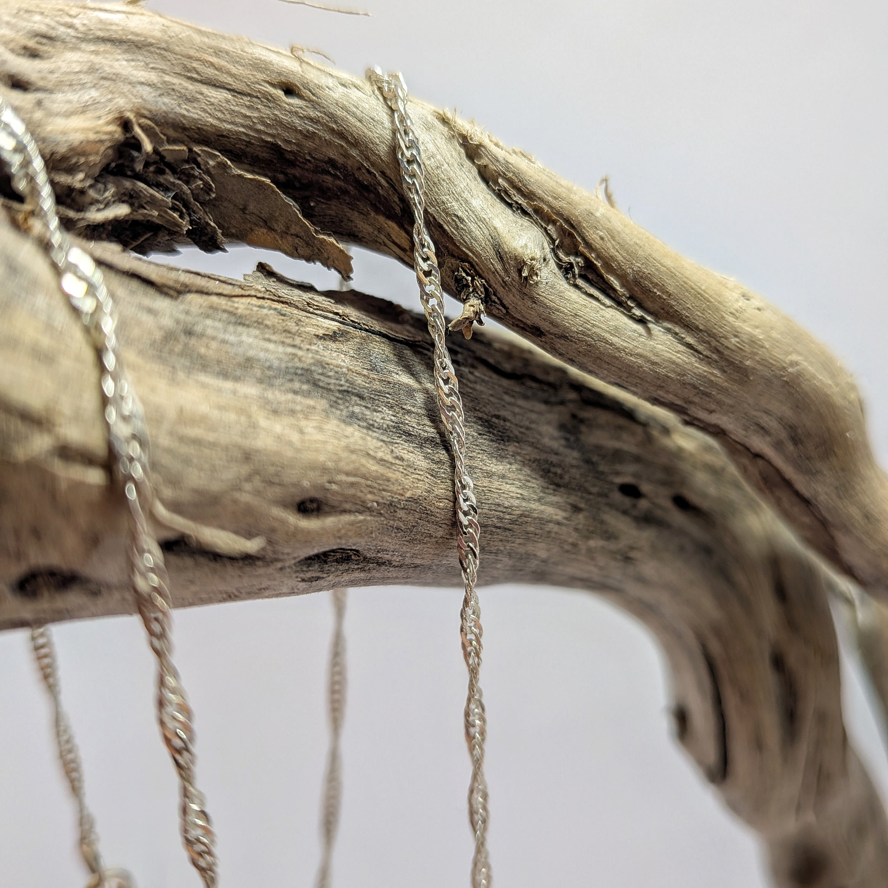 Delicate silver twist chain detailed close-up | Made with Grace | handmade jewellery nz