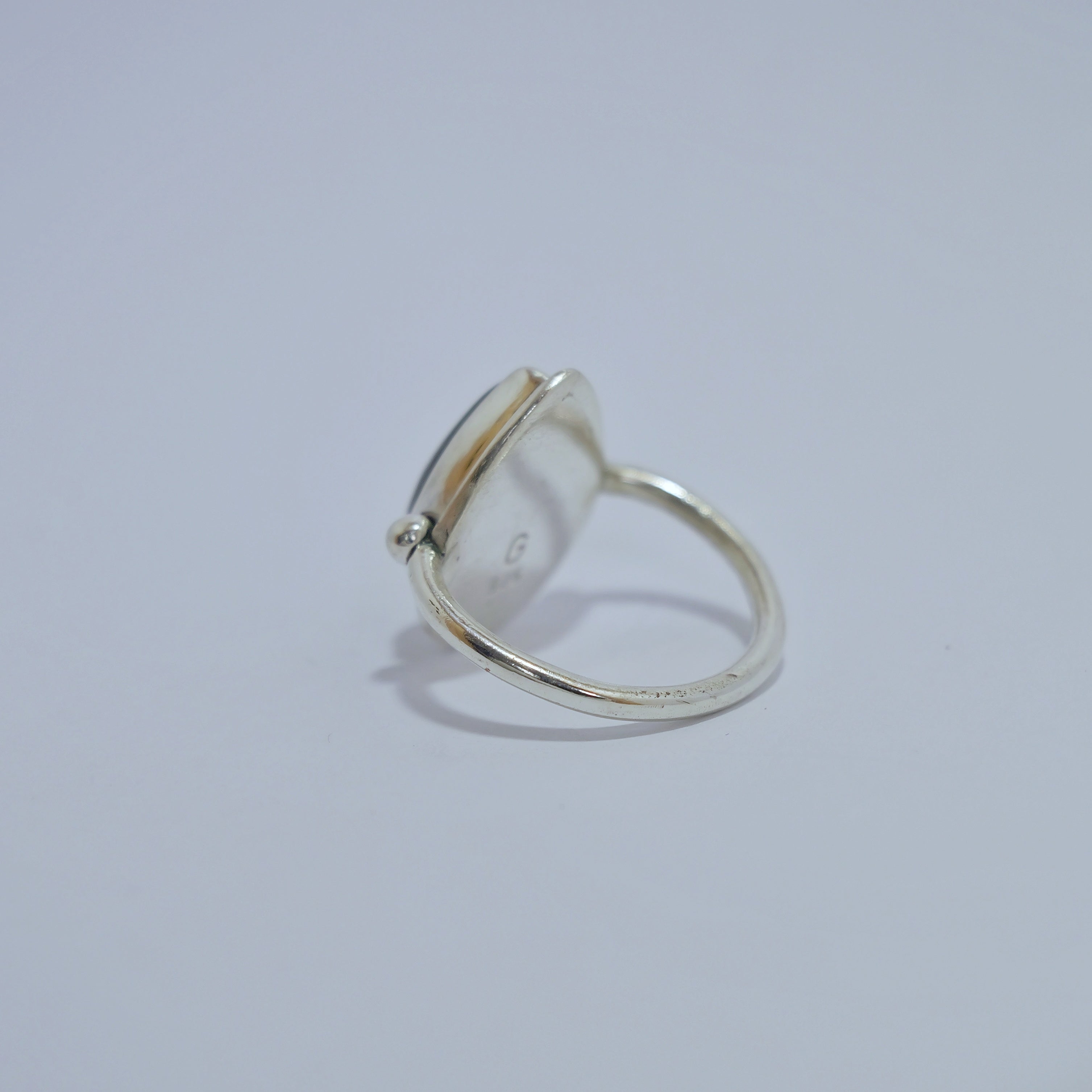 Serpentine and sterling silver fern drop ring | Made with Grace | handmade silver jewellery nz
