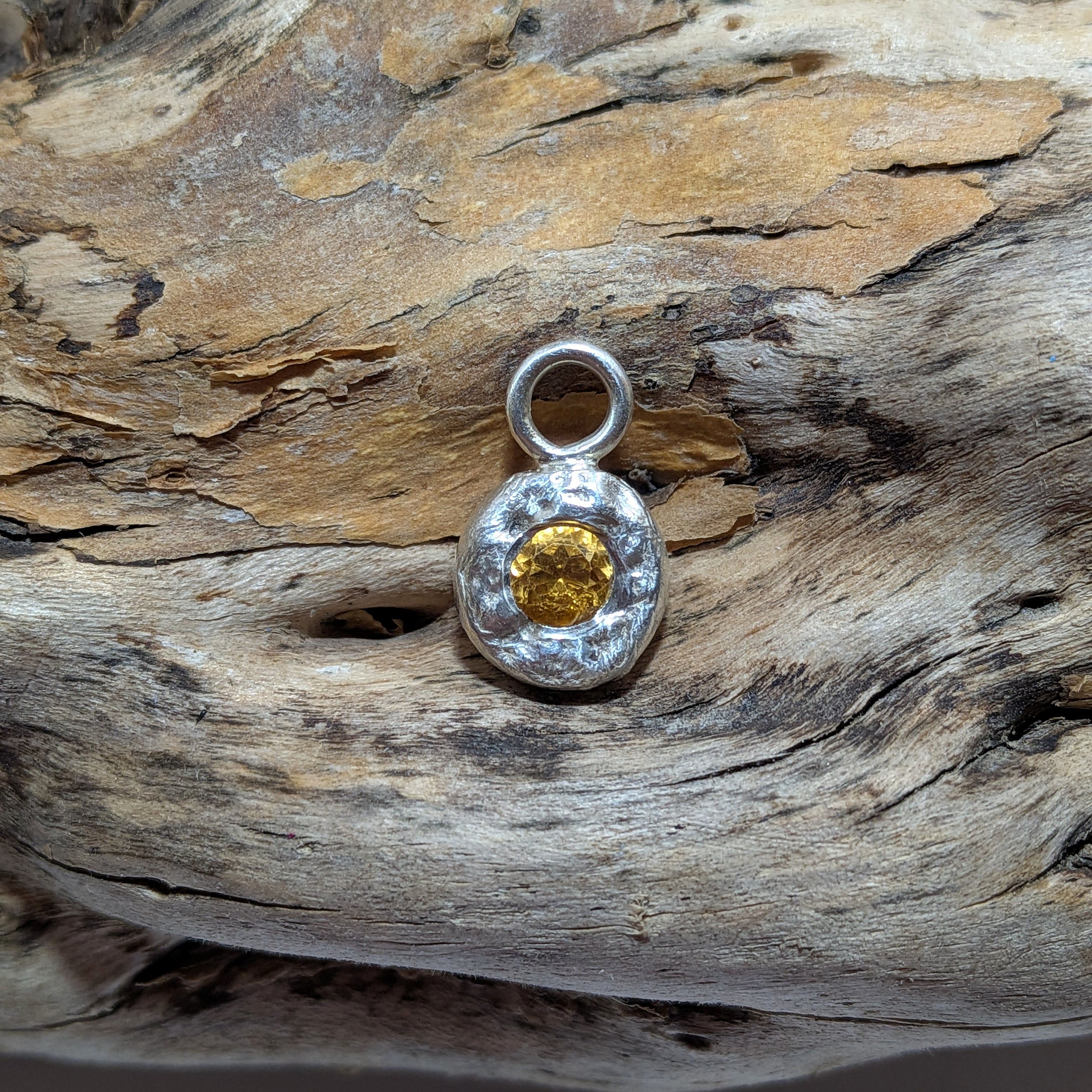 Handmade silver charm with citrine gemstone | Made with Grace | handmade jewellery nz