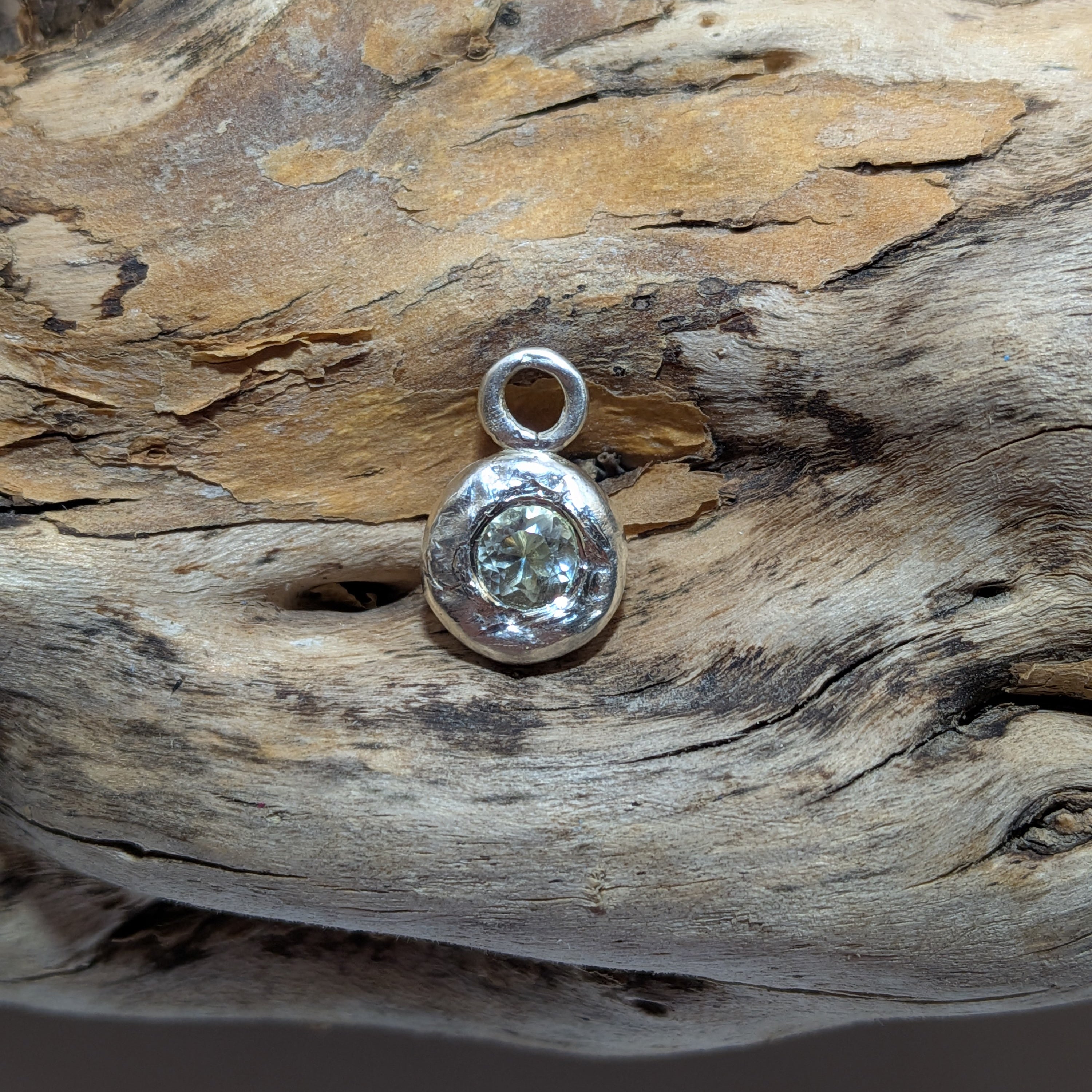 Handmade silver charm with green amethyst gemstone | Made with Grace | handmade jewellery nz