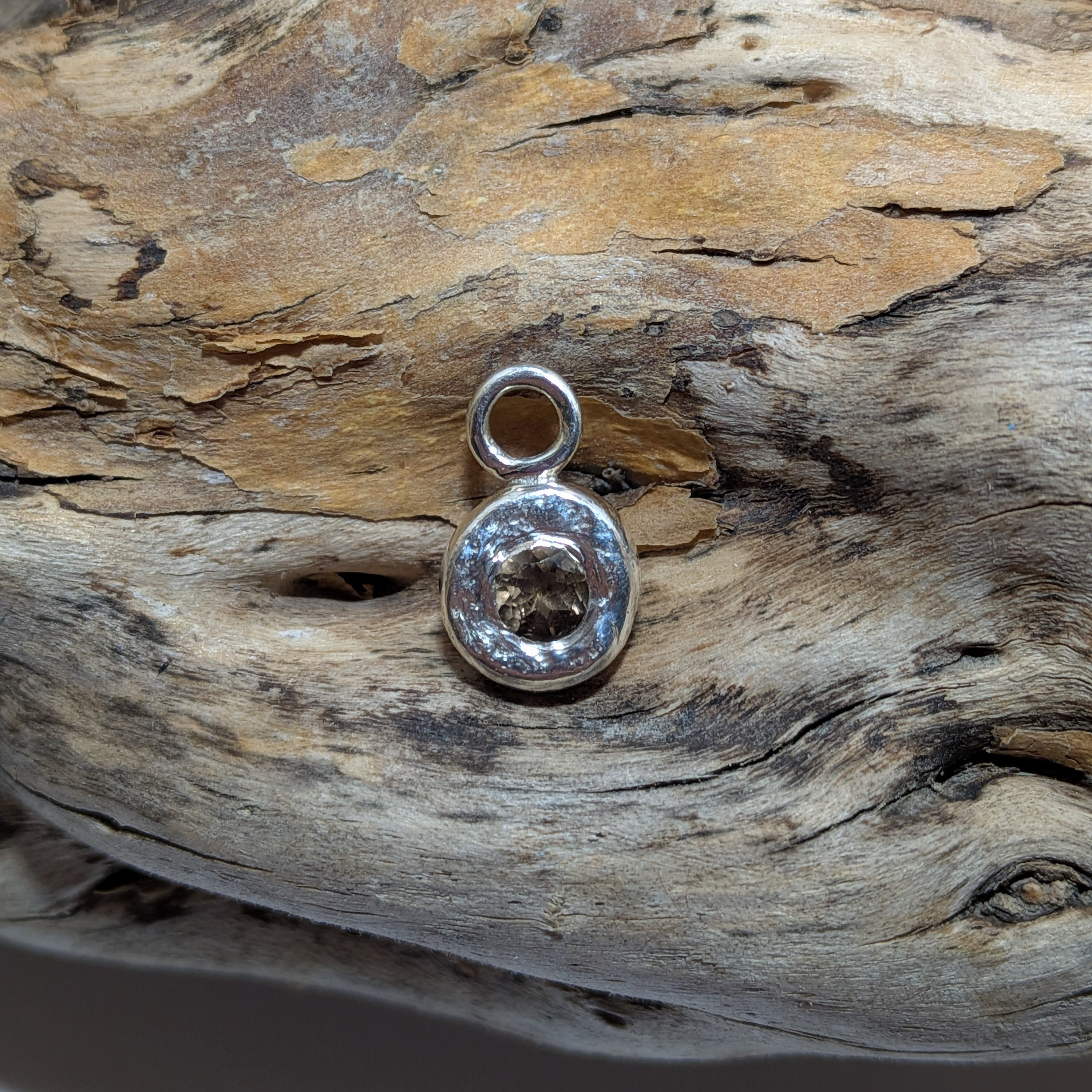 Handmade silver charm with smoky quartz gemstone | Made with Grace | handmade jewellery nz