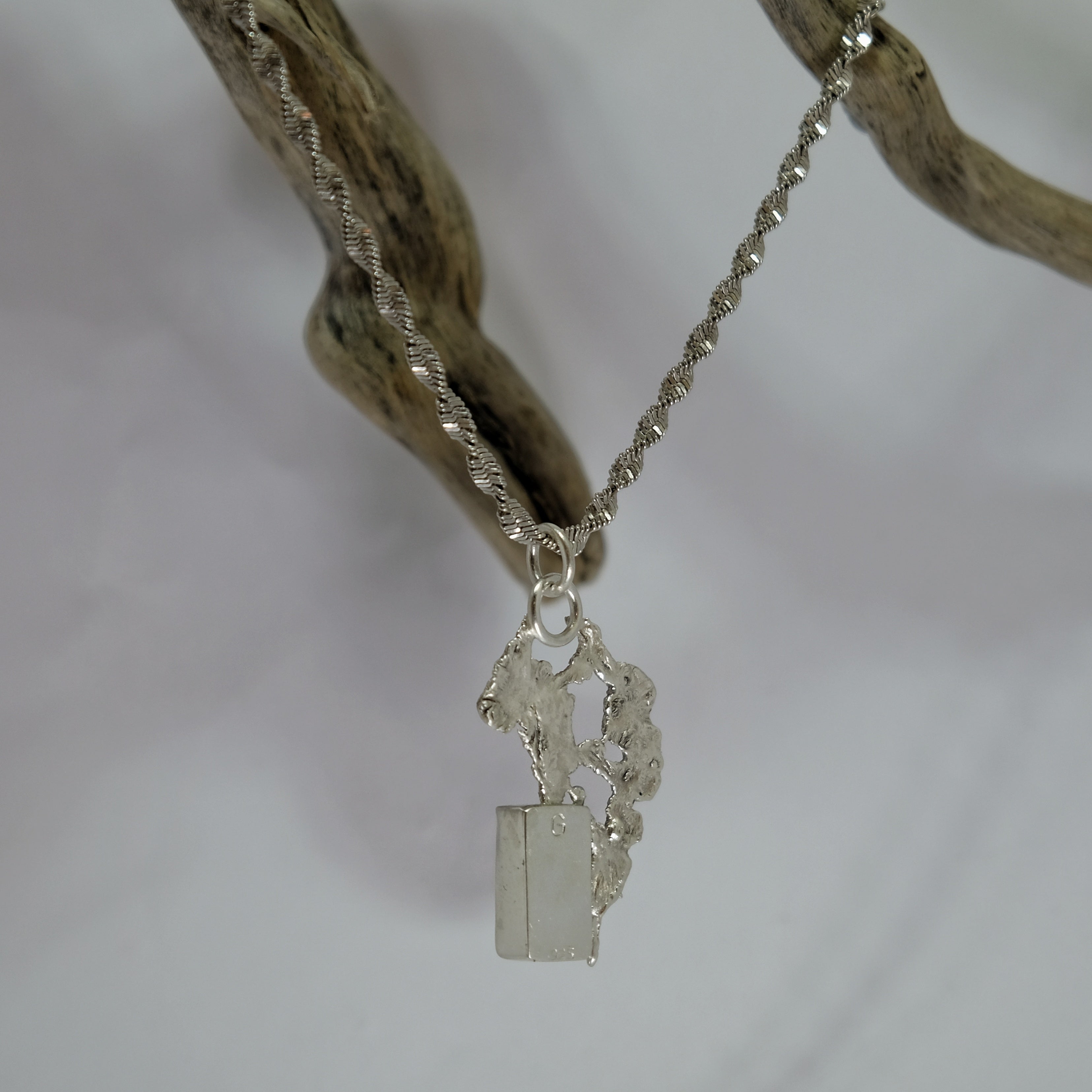 Blue labradorite in sterling silver organic pendant | Made with Grace | Handmade jewellery nz