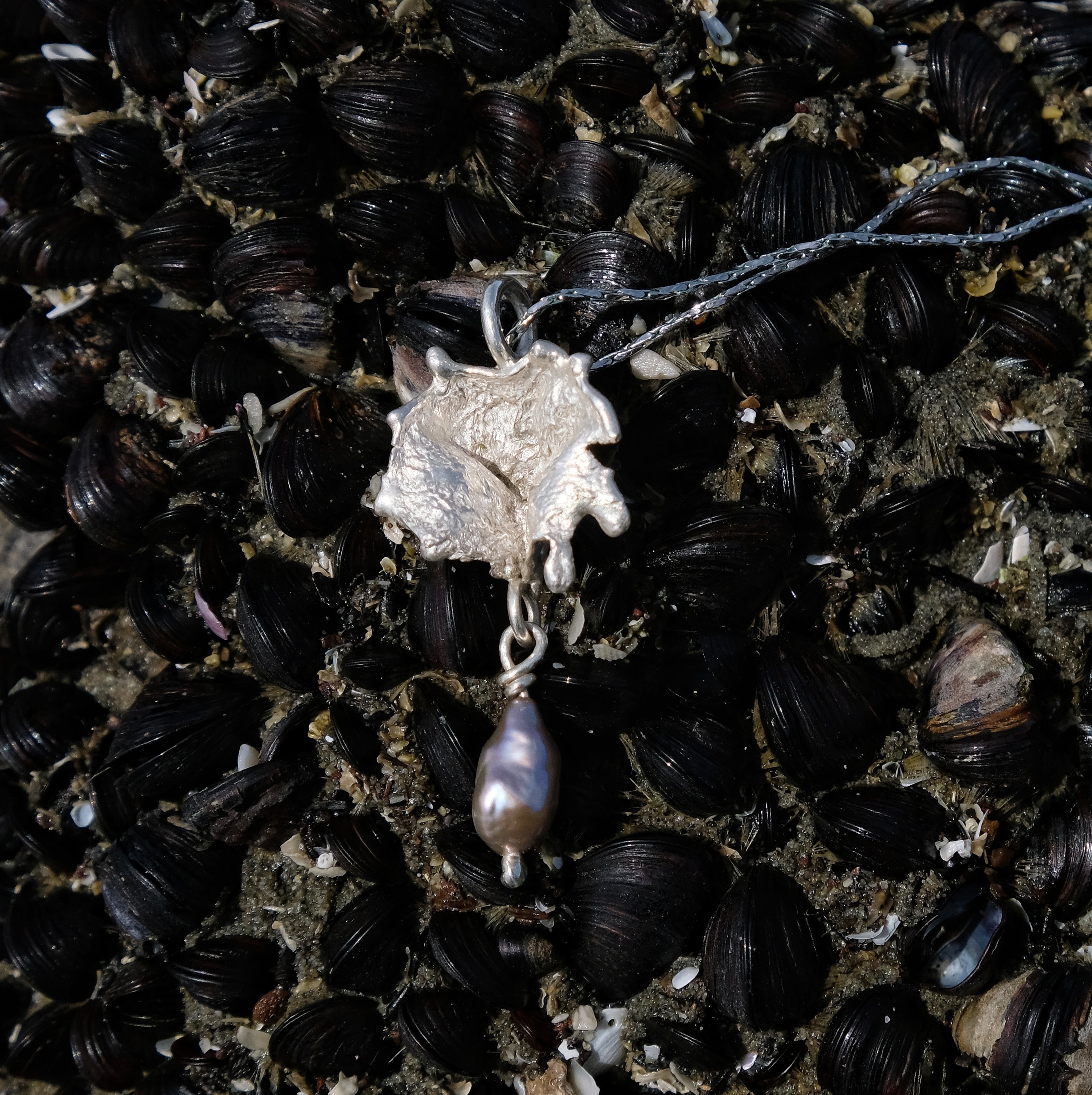 Organic silver pendant with freshwater pearl | Made with Grace | handmade jewellery nz