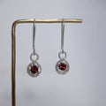 Silver drop earrings - Garnet