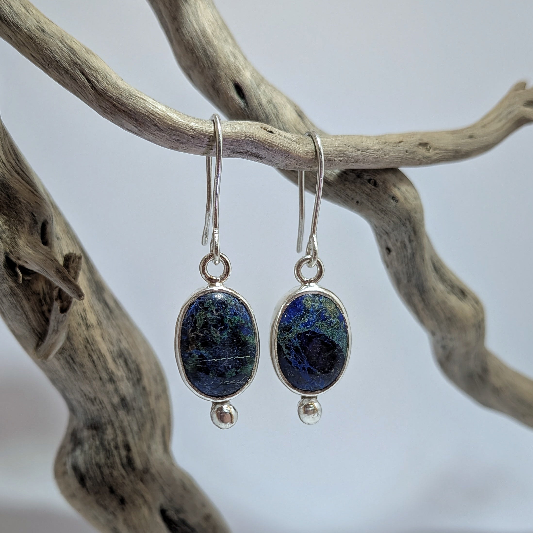 Azurite portrait earrings
