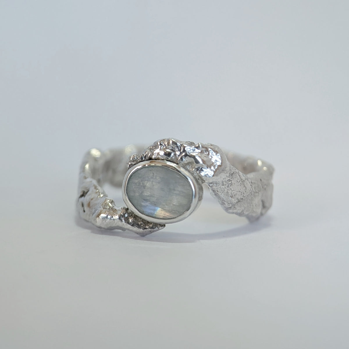 Coral Wrap Ring with Moonstone