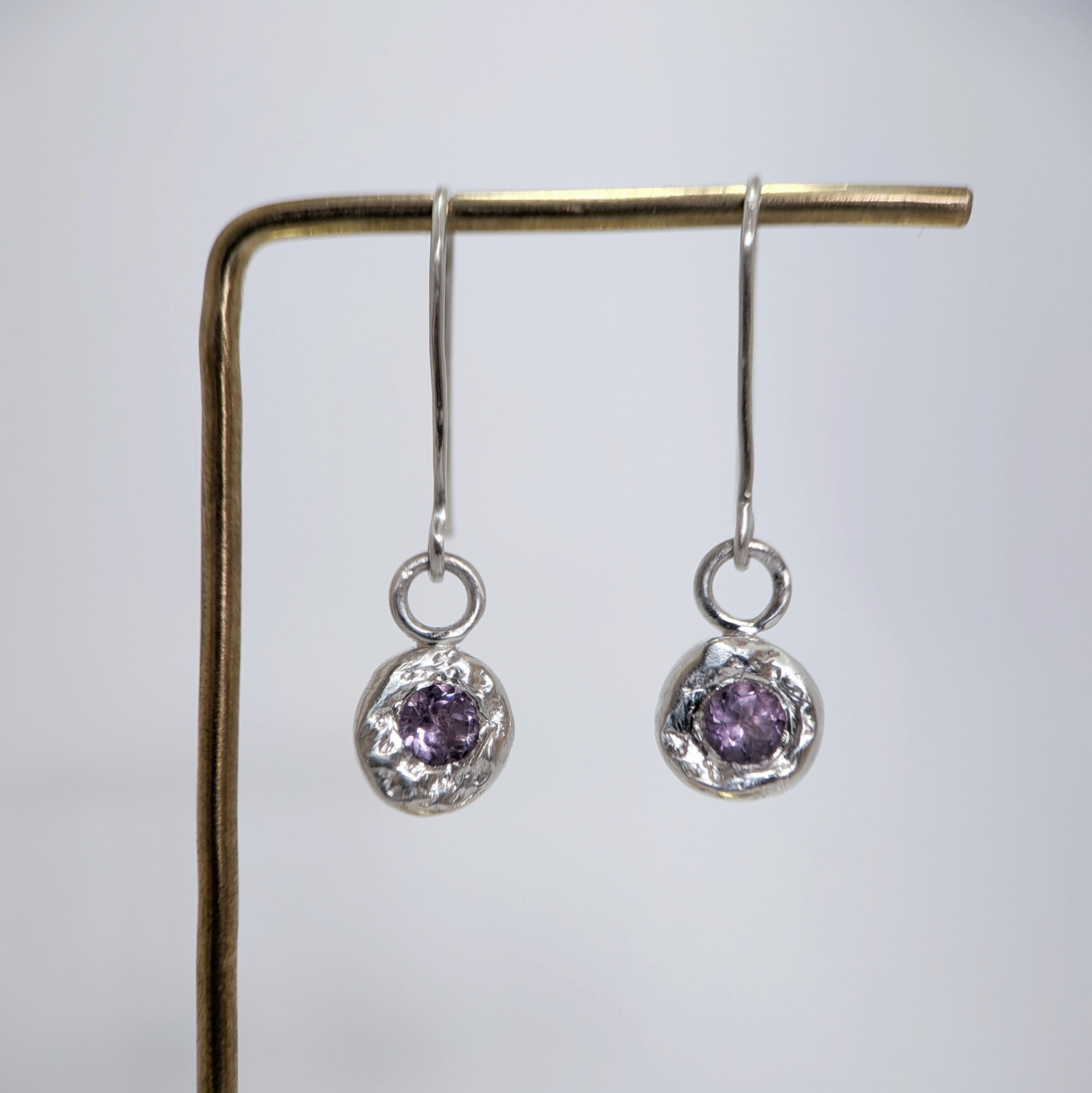 Silver drop earrings - Amethyst