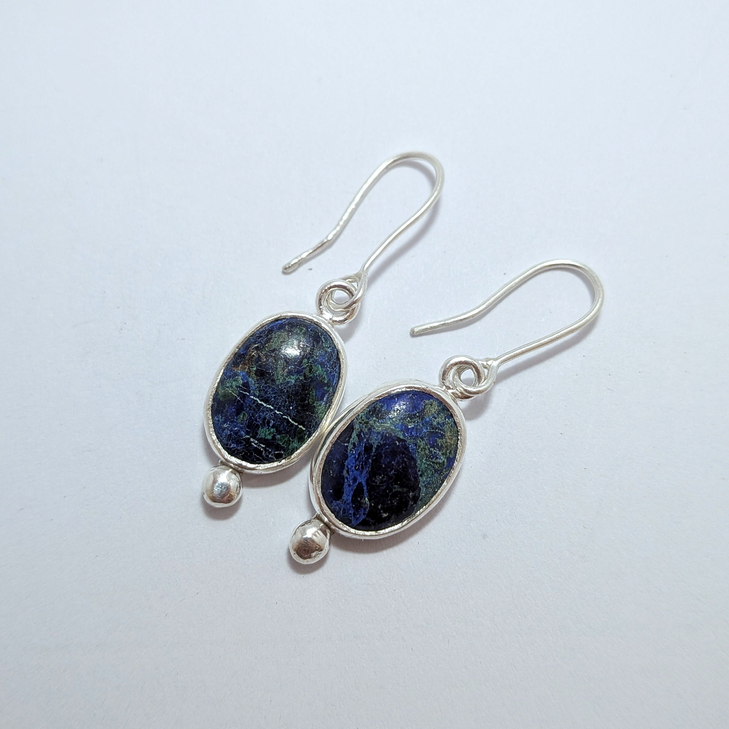 Azurite portrait earrings
