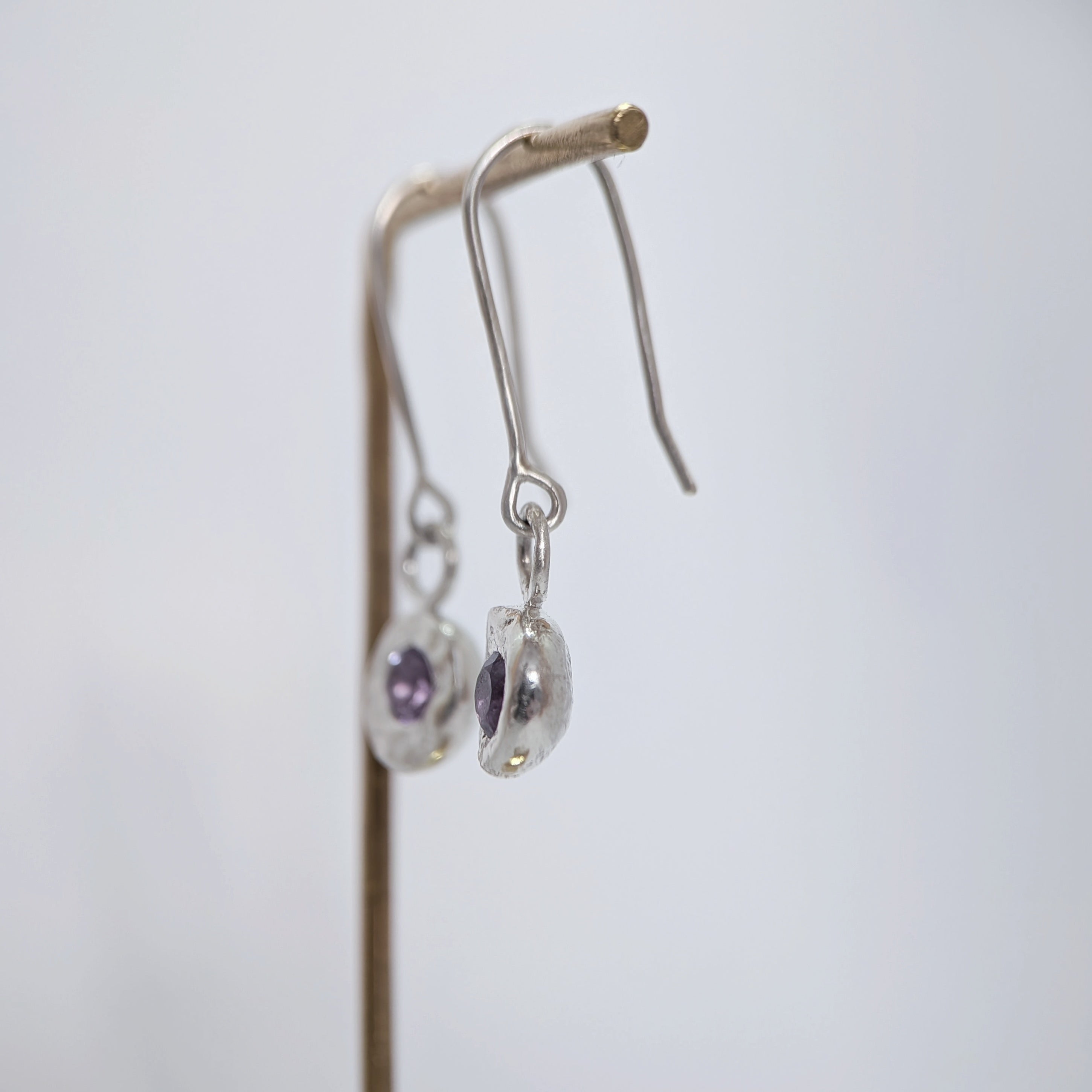 Silver drop earrings - Amethyst