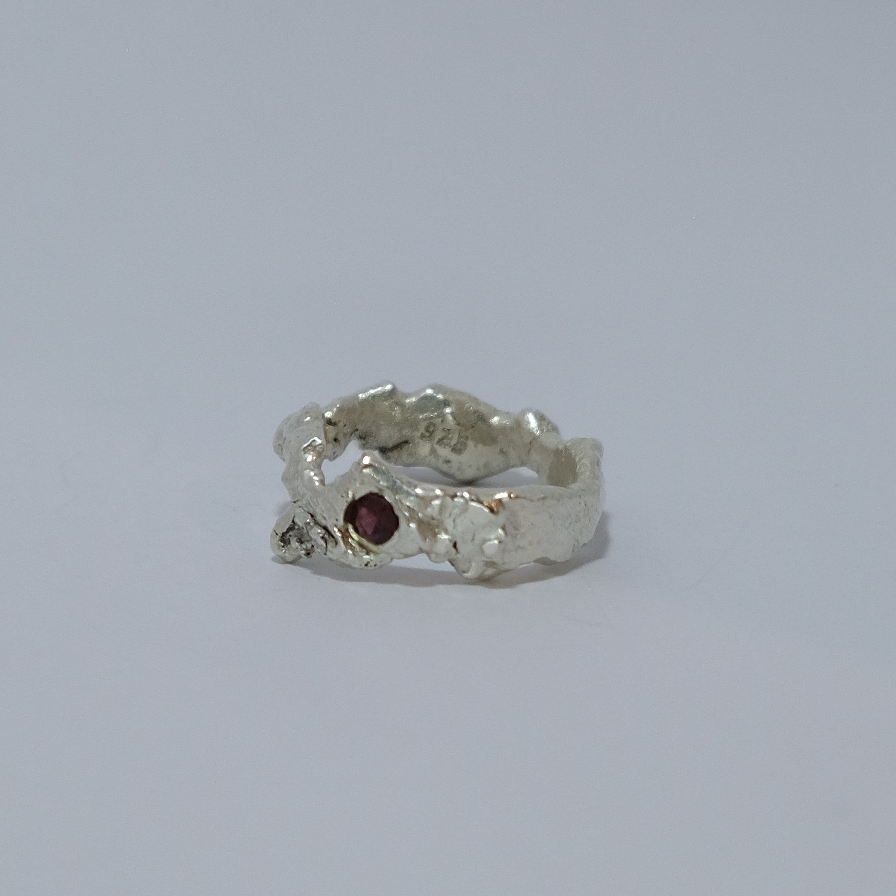 Silver and red gemstone ring | Made with Grace | handmade jewellery nz