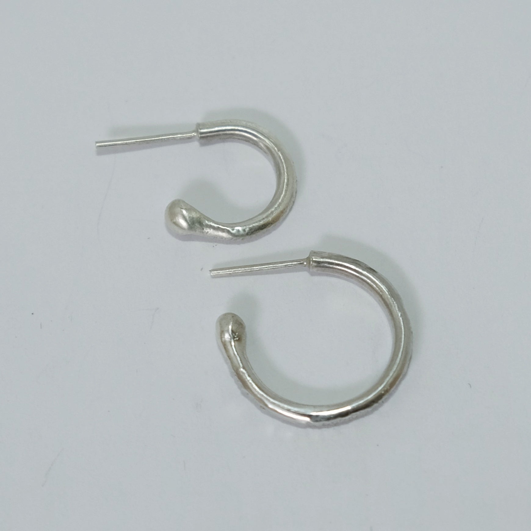 Textured silver hoop earrings, size small and large | Made with Grace | handmade jewellery nz