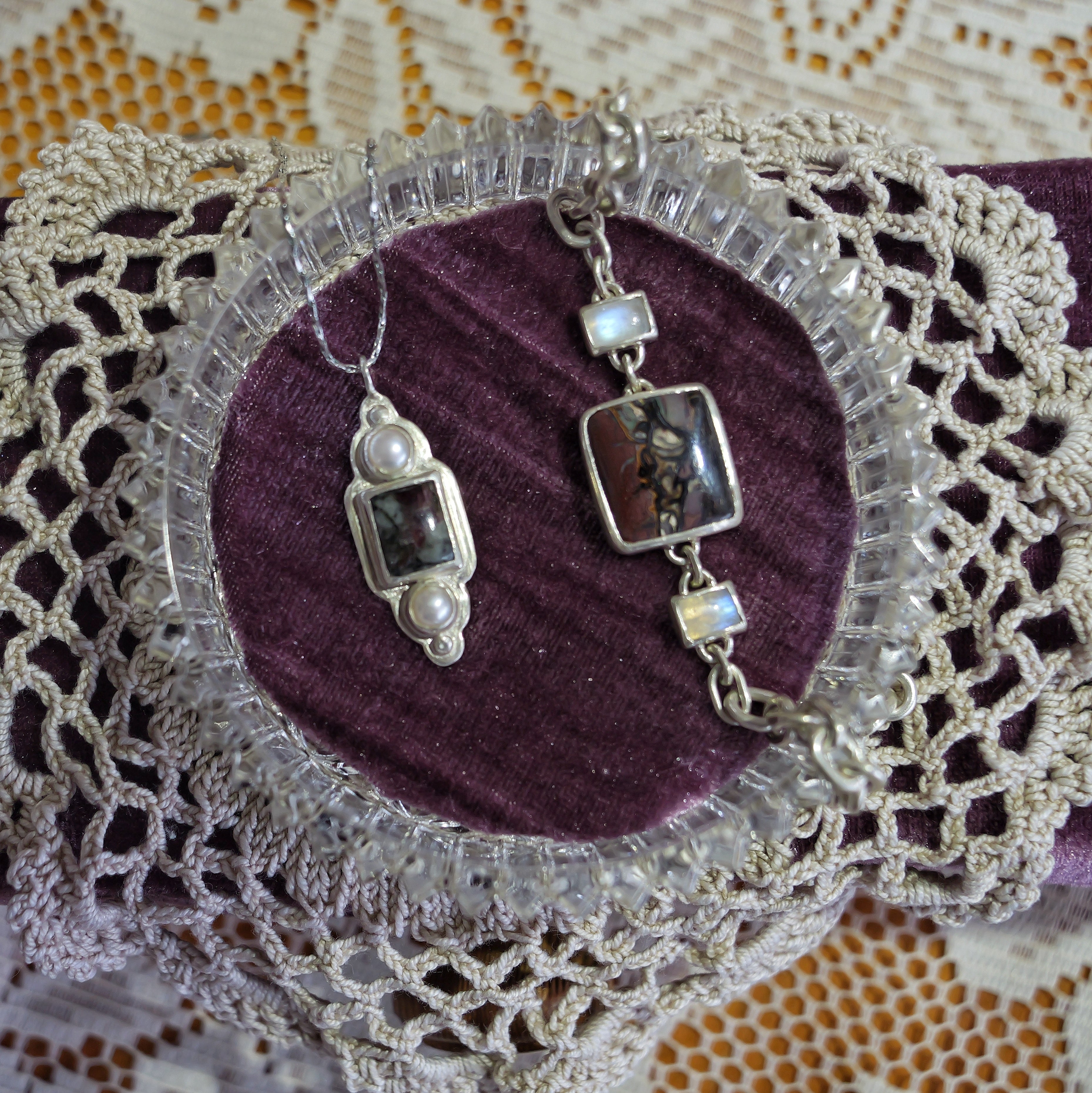 Sterling silver and gemstone pendant and bracelet | handmade silver jewellery nz | Made with Grace